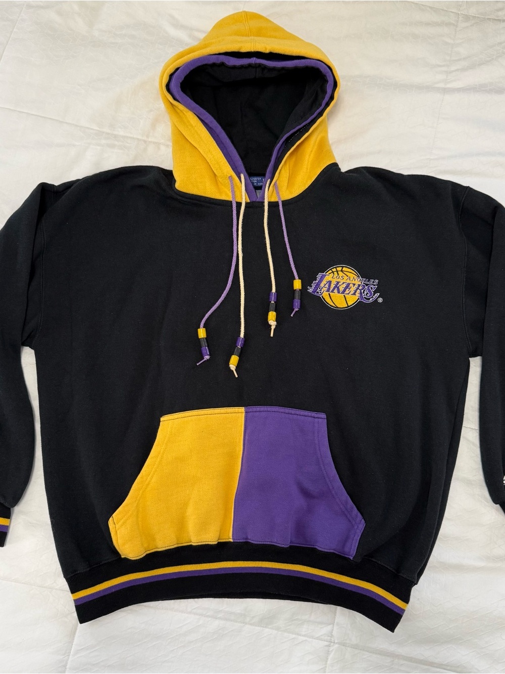 Vintage Starter LA Lakers Hoodie XL NBA Black Purple Gold Korea Heavy Pullover